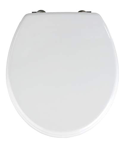 WENKO WC-Sitz Prima Weiß, hochwertiger Toilettensitz im Retro-Style, WC-Deckel inklusive Wandpuffer und rostfreier Edelstahlbefestigung, Spülkastengeeignet, Toilettenbrille aus MDF, 37 x 41 cm im Sale