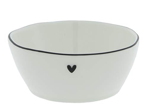 BC Bowl Sauce little Heart Keramik weiss mit schwarzem Rand und kleinem Herz Dip Schälchen Snack Schale Keramikgeschirr Gedeckter Tisch