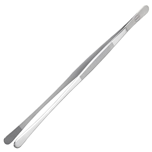 wenco Bratpinzette Edelstahl premium Gourmet Brat-Pinzette zum Greifen und Wenden beim Kochen, 30 cm, Abgerundete Spitzen, Rostfreier, Stainless Steel