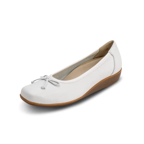 VITAFORM Ballerinas Damen | Super-softe Hirschleder Schuhe | Flache Brautschuhe mit dämpfenden Schock-Absorber | Stretcheinsatz für Beste Passform | Austauschbares Komfortfußbett | Rot 44 im Sale