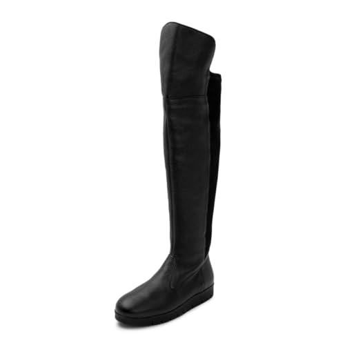 VITAFORM 2in1 Overknees Stiefel Damen Flach - Feinstes Hirschleder aus Italien - Leicht und Anschmiegsam - Perfekter Schuh für Herbst und Winter schwarz 40 im Sale