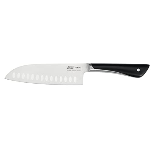 Jamie Oliver by Tefal K26715 Santokumesser 16,5 cm | hohe Schneideleistung | unverwechselbares Design | widerstandsfähige und langlebige Klingen | Edelstahl/Schwarz