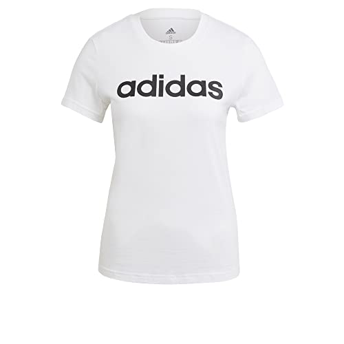 adidas Damen Essentials Slim Langarm T-Shirt, White/Black, im Sale