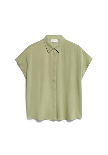 ARMEDANGELS LARISAANA - Damen Light Matcha Bluse Kurzarm Rundhalsausschnitt Relaxed Fit im Sale