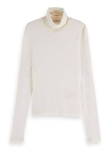 Scotch & Soda Damen Core Roll Up Neck Long Sleeve T-Shirt, Off White, EU im Sale