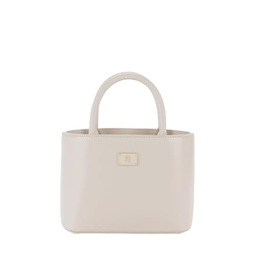 Elisabetta Franchi BS09A41E2 Shopper Kleine Haferflocken Plakette Emaille Tasche, Haferflocken, 19 x 14.5 x 8.5 cm im Sale