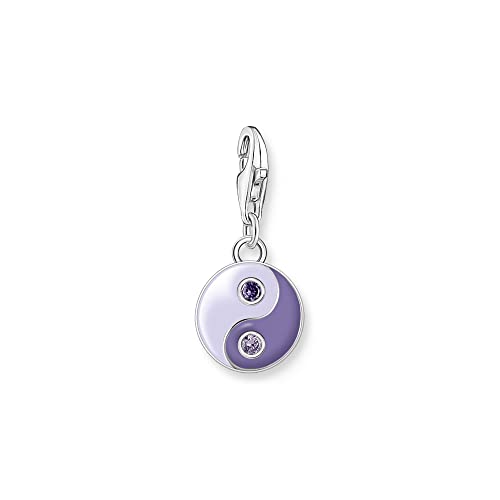 THOMAS SABO Charm-Anhänger violetter Yin & Yang aus hochwertigem 925er Sterlingsilber, mit violettgetönte Zirkoniasteine verziert, Maße: 23 x 10 mm, 1918-041-13 im Sale