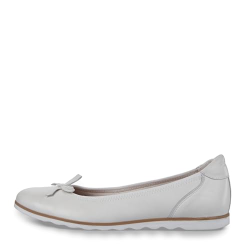 Tamaris Damen Ballerina-1-22128-42 Ballerinas, White Leather, EU im Sale