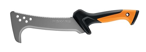 Fiskars Sägehippe, Auch als Sappie verwendbar, Inkl. Holster aus Nylon, Klingenlänge: 23 cm, Gehärteter Stahl/Kunststoff, Schwarz/Orange, 1051233