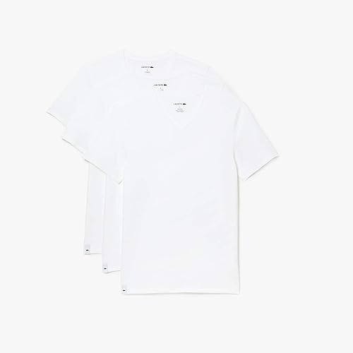 Lacoste Herren T-Shirt V-Ausschnitt TH3374, Männer Basic Tshirt,Tee,Regular Fit,Weiß, im Sale