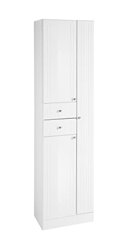 Pelipal Badezimmerschrank Quickset 955 in Weiß Hochglanz, 50 cm breit | Hochschrank mit 3 Türen, 2 Schubkästen und 2 Einlegeböden im Sale