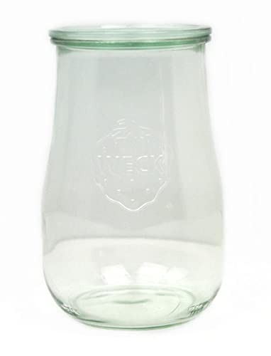 4 Weck Einkochgläser / Einmachgläser, Tulpenform 1,5 Liter RR100 mit Glasdeckel im Original Weck Karton (Mit Glasdeckel) im Sale