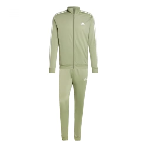 adidas SPORTSWEAR BASIC 3S TRICOT TRACKSUIT, Herren Trainingsanzug, tent green/off white, im Sale