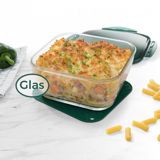 Genius Auflaufform Nicer Dicer Chef Glasschüssel, backofengeeignet bis 250 Grad und gefriergeeignet bis -18 Grad