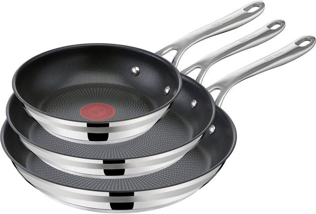 Tefal Pfannen-Set Jamie Oliver Cook Smart, Edelstahl (Set, 3-tlg., Pfannen 20/24/28 cm), Antihaftversiegelung, Induktion, Thermo-Signal, spülmaschinenfest