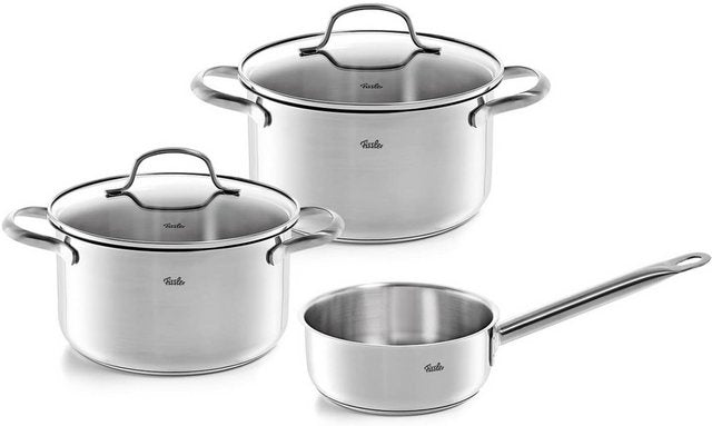 Fissler Topf-Set San Francisco, Edelstahl 18/10 (Set, 3-tlg., Kochtopf 20/24 + Stielkasserolle 16cm oD), spülmaschinengeeignet