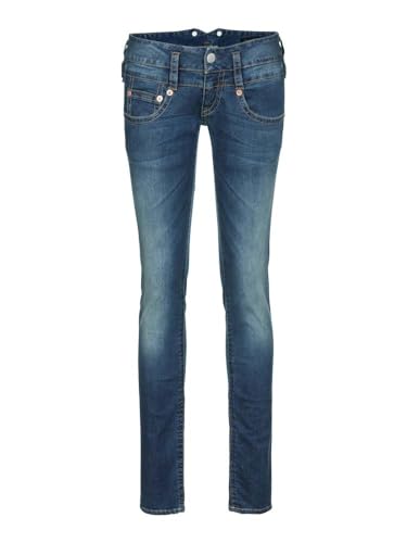 Herrlicher Damen Pitch Slim Organic Denim Jeans, Blue sea L32, W25/L32 im Sale