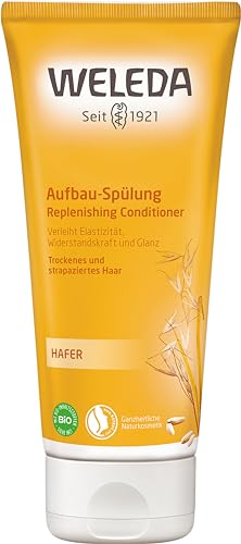 WELEDA Bio Hafer Aufbau-Spülung, Pflege Haarspülung verleiht Elastizität, Widerstandsfähigkeit und Glanz, das Naturkosmetik Haaröl verbessert die Kämmbarkeit (1 x 200 ml) im Sale