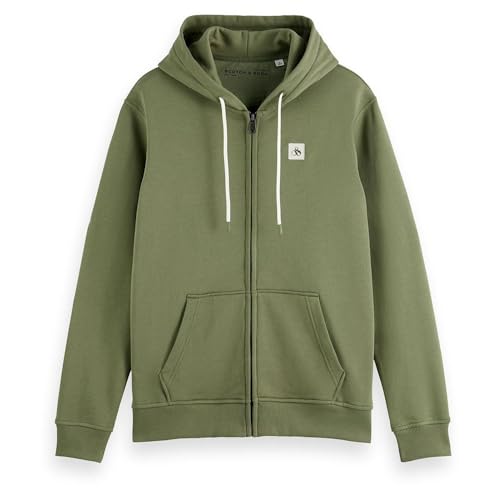 Scotch & Soda Herren Essential Logo Badge Zip-Through Hoodie Sweatshirt, Green Ivy 7432, EU im Sale