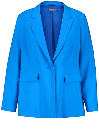 Samoon Damen Blazer mit Pattentaschen Langarm, Armschlitze unifarben Digital Blue 50 im Sale