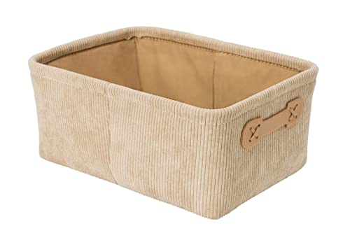 WENKO Badkorb Anela, zum Aufbewahren und Ordnen von Badutensilien und Accessoires in weichem Cord-Design aus 100 % Polyester, mit zwei kleinen Griffen aus Kunstleder, 27,6 x 12 x 20 cm, Beige im Sale