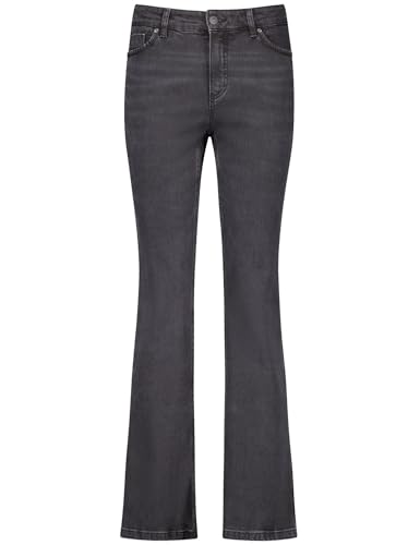 Gerry Weber Damen 5-Pocket Jeans mit ausgestelltem Bein unifarben, Washed-Out-Effekt reguläre Länge Black Denim 42 im Sale