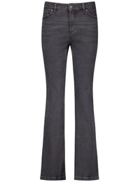 Thumbnail for Gerry Weber Damen 5-Pocket Jeans mit ausgestelltem Bein unifarben, Washed-Out-Effekt reguläre Länge Black Denim 42 im Sale