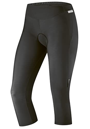 Gonso Lecce, Damen Fahrradhose 3/4, Radtight mit Relax Gel Comfort Sitzpolster, Hohe Bewegungselastizität und Komfortbund, Enganliegende Passform, Schwarz, Gr. 38 im Sale