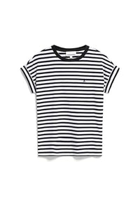 Thumbnail for ARMEDANGELS IDAARA Stripes - Damen L White-Black Shirts T-Shirt Rundhalsausschnitt Loose Fit im Sale