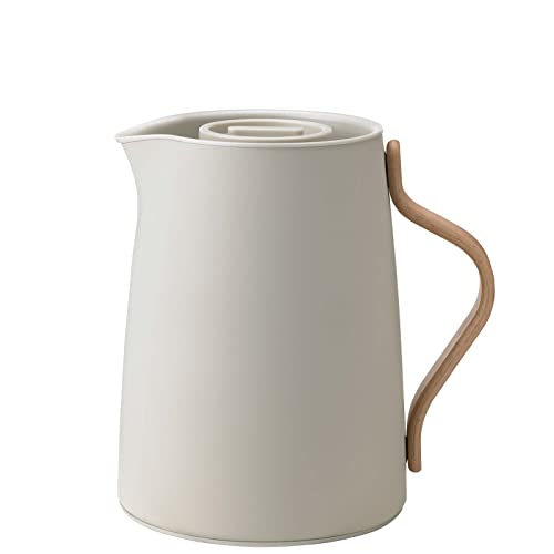 Stelton Tee-Isolierkanne Emma - Isolierte Kunststoff-Teekanne mit Deckel & Edelstahl-Thermoeinsatz - Modernes Design, cleverer, integrierter Infusionsfilter & Buchenholzgriff - 1 Liter, Soft Sand im Sale