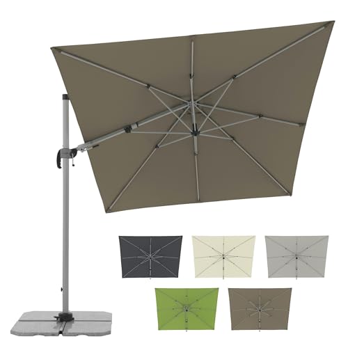 Doppler Sonnenschirm SP-AZ 320x240 cm Greige-Taupe - Pendelschirm knickbar + drehbar + neigbar - Gartenschirm mit UV-Schutz 50+ - Kurbelschirm aus Aluminium - regenabweisendes Polyester-Schirmdach