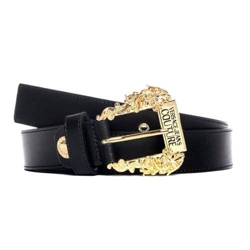 Versace Jeans Couture Gürtel 75VA6F01 71627 899 - Schwarz mit goldener Schnalle, im Sale