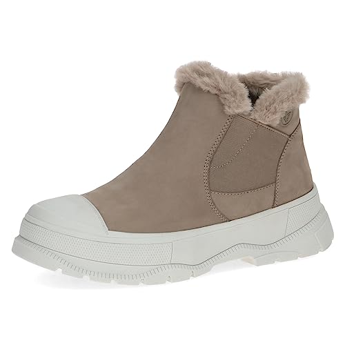 CAPRICE Damen Stiefeletten ohne Absatz Climotion aus Leder Gefüttert Weite G, Braun (Mud Nubuc), 39 EU im Sale