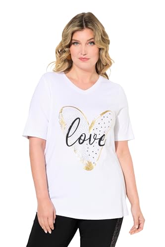 MIAMODA Damen große Größen Übergrößen Plus Size T-Shirt, A-Linie, Love Herz, Halbarm schneeweiß 46 833884200-46 im Sale