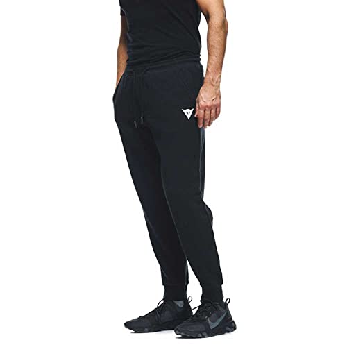 Dainese - Sweatpant Logo, Herren Motorrad Sporthose, Baumwoll Trainingsanzug, Logo, Schwarz/Weiß, im Sale