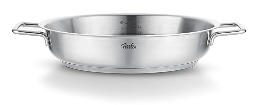 Fissler Pure Collection / Edelstahl-Servierpfanne (Ø 24 cm) unbeschichtete Brat-Pfanne, Innenskalierung, hoher Rand, 10 Jahre Garantie – Induktion, Silber im Sale