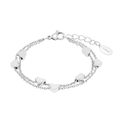 s.Oliver Armband Edelstahl Mädchen Kinder Armschmuck, 14+2 cm, Silber, Herz, Kommt in Schmuck Geschenk Box, im Sale