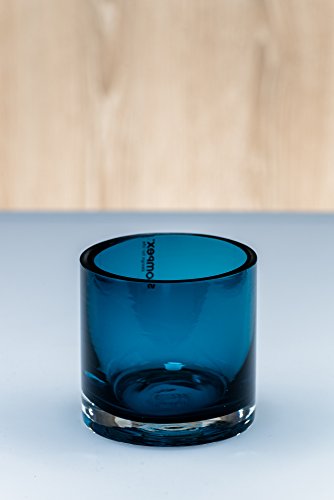 SPARK Dekoglas Glas Dunkel Blau Teelichthalter Kerzenhalter Kerzenleuchter Rund Teelichtglas / Blumenglas