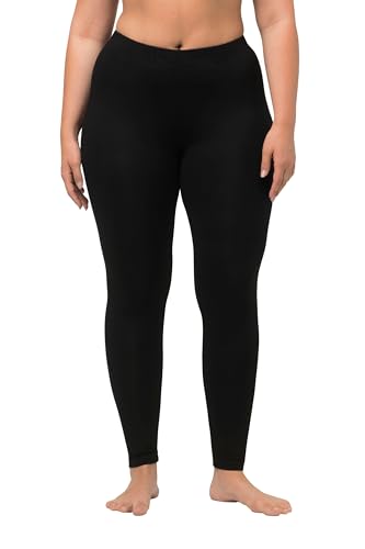 Ulla Popken Damen Leggings, Wadenlang, Schmales Bein, Elastikbund, Schwarz, 50-52 EU im Sale