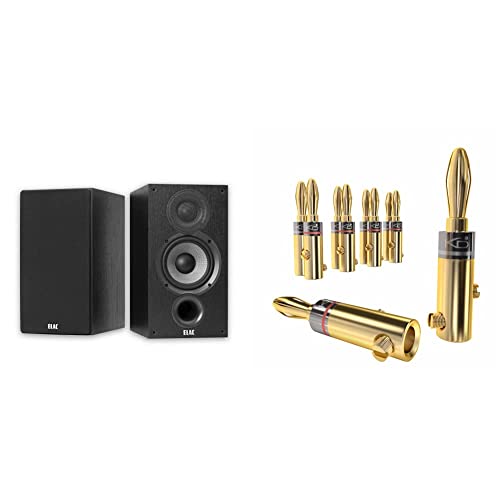 ELAC Debut B5.2 Regal-Lautsprecher Schwarz dekor & KabelDirekt - Bananenstecker - 5 Paare - (Steckverbinder für Lautsprecherkabel bis 6mm², Flexibler Anschluss der Kabel, HiFi Boxen) im Sale