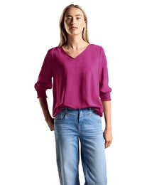 Thumbnail for STREET ONE Damen A344956 Bluse mit Smock-Detail, royal Fuchsia, 40 im Sale