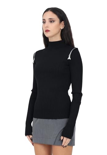 PATRIZIA PEPE Rollkragenpullover, schwarz, für Damen mit Reißverschluss, Schwarz , Small im Sale