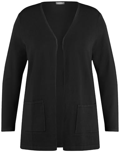 Samoon Damen Lange Basic-Strickjacke Langarm unifarben Black 50 im Sale