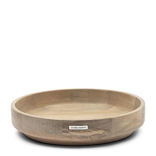 Riviera Maison Dekorative Schale Braun, Servierplatte, Rundes Tablett mit Rand, Heim-Accessoire - Scott Serving Bowl - Holz - (ØxH) 32x7 im Sale