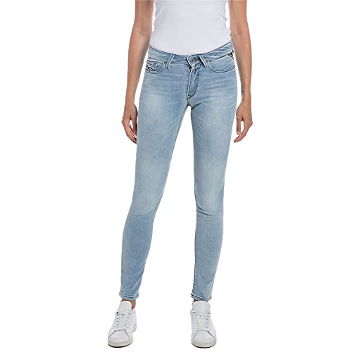 Replay Damen Jeans Luzien Skinny-Fit mit Comfort Stretch, Light Blue 010 (Blau), 29W / 32 im Sale