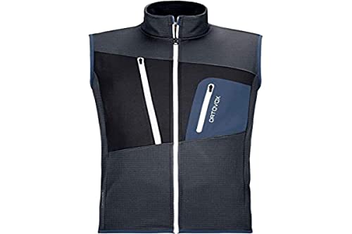 Ortovox Mens Fleece Grid Vest M, Black Steel, im Sale