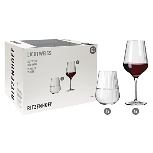 Ritzenhoff 6111009 Rotwein- und Wasserglas Set – Serie Sternschliff 12 Stück für 500 ml, stilvoll Made in Germany, Transparent im Sale