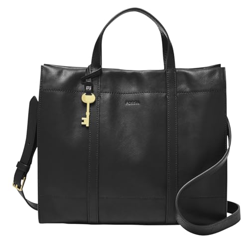 Fossil Tasche für Damen Carmen, Wildleder/Wildleder, Ökoleder, Polyurethanbesatz Shopper braun/schwarz 30,81 cm x 12,07 cm B x 26,37 cm H ZB1362199 im Sale