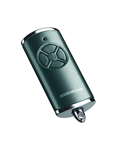 Hörmann Handsender HSE 4 BS (Frequenz 868 MHz, Hochglanz Frozen Grey grau, Garagentorantrieb mit Chrom-Kappen, Batterien, Maße 28x70x14 mm, inkl. Schlüsselring) 4511569