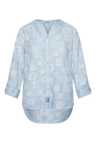 SOCCX Damen Bluse Oil Dyed mit Intarsia-Muster Cool Blue Xs im Sale